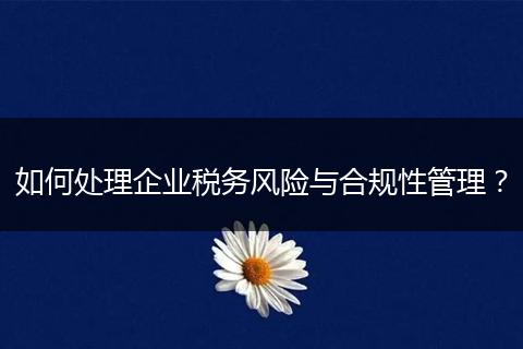 如何处理企业税务风险与合规性管理？