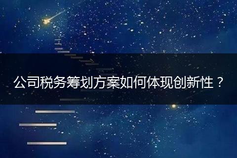 公司税务筹划方案如何体现创新性？