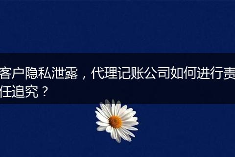客户隐私泄露，代理记账公司如何进行责任追究？