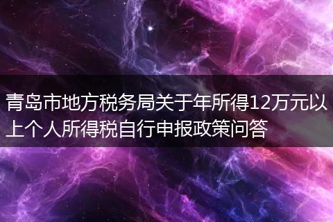 青岛市地方税务局关于年所得12万元以上个人所得税自行申报政策问答