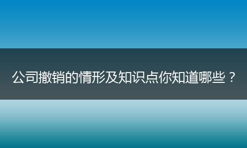 公司撤销的情形及知识点你知道哪些？
