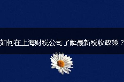 如何在上海财税公司了解最新税收政策？