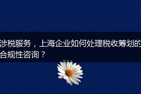 涉税服务，上海企业如何处理税收筹划的合规性咨询？