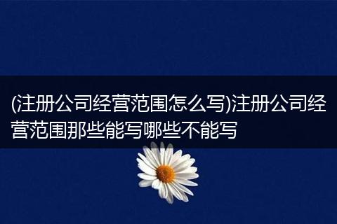 (注册公司经营范围怎么写)注册公司经营范围那些能写哪些不能写