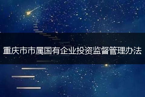 重庆市市属国有企业投资监督管理办法