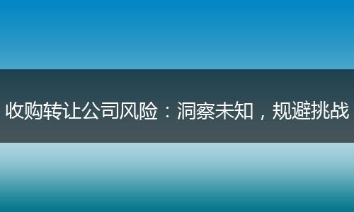 收购转让公司风险：洞察未知，规避挑战