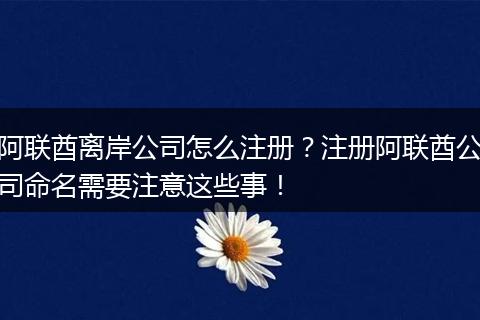 阿联酋离岸公司怎么注册？注册阿联酋公司命名需要注意这些事！