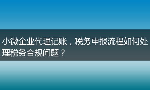 小微企业代理记账，税务申报流程如何处理税务合规问题？