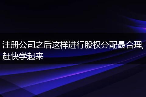 注册公司之后这样进行股权分配最合理,赶快学起来