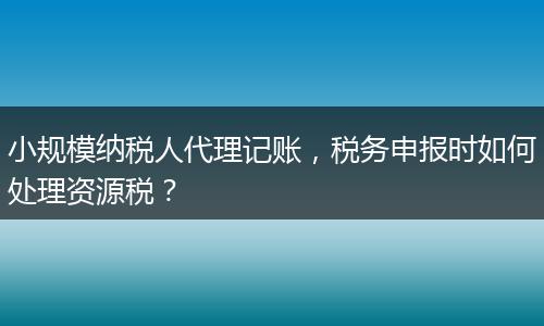 小规模纳税人代理记账，税务申报时如何处理资源税？