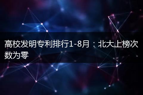 高校发明专利排行1-8月：北大上榜次数为零