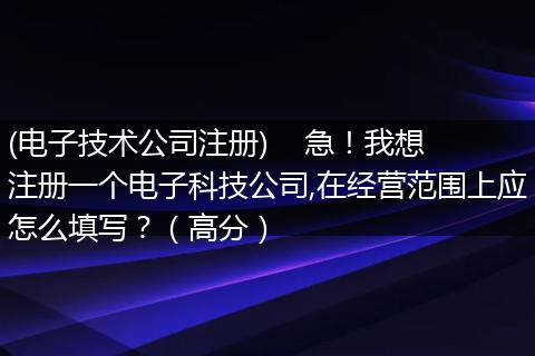 (电子技术公司注册)    急！我想注册一个电子科技公司,在经营范围上应怎么填写？（高分）
