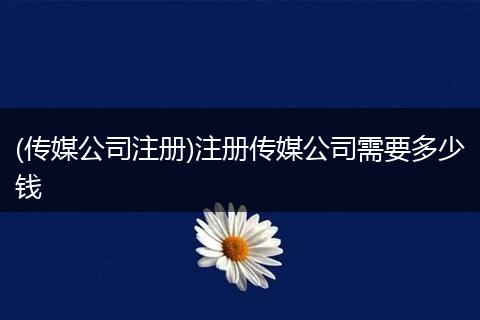 (传媒公司注册)注册传媒公司需要多少钱