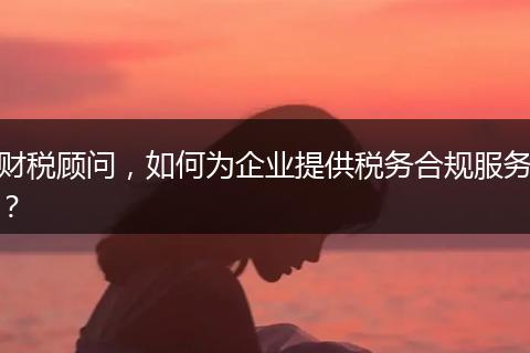 财税顾问，如何为企业提供税务合规服务？