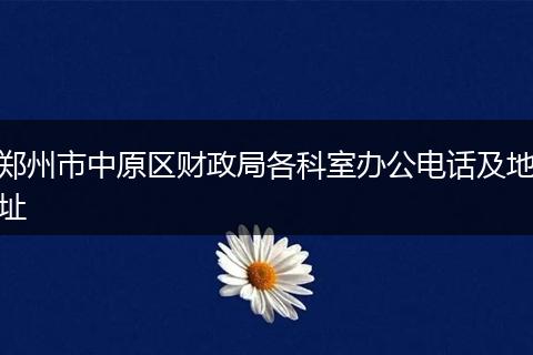 郑州市中原区财政局各科室办公电话及地址