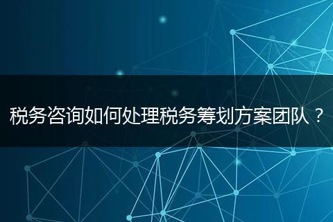 税务咨询如何处理税务筹划方案团队？