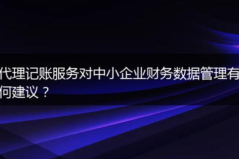 代理记账服务对中小企业财务数据管理有何建议？