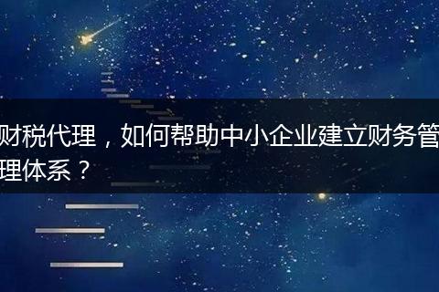 财税代理，如何帮助中小企业建立财务管理体系？