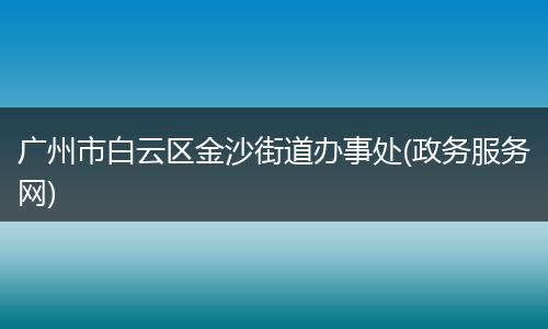 广州市白云区金沙街道办事处(政务服务网)