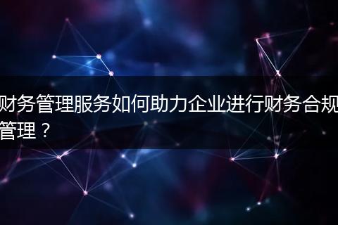 财务管理服务如何助力企业进行财务合规管理？