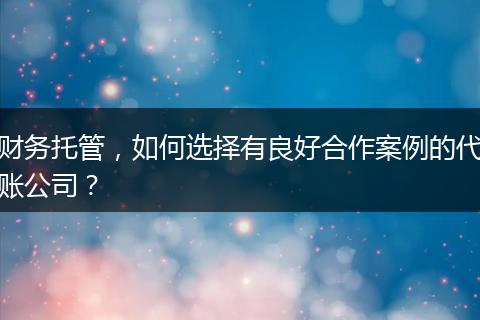 财务托管,如何选择有良好合作案例的代账公司?