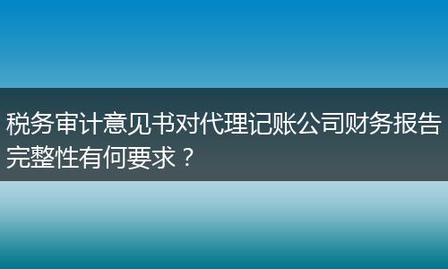 税务审计意见书对代理记账公司财务报告完整性有何要求?