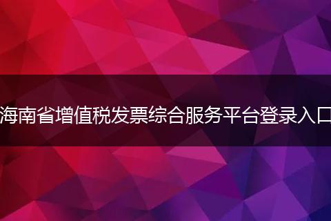 海南省增值税发票综合服务平台登录入口