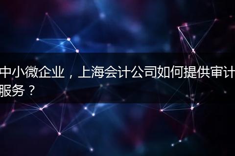 中小微企业，上海会计公司如何提供审计服务？