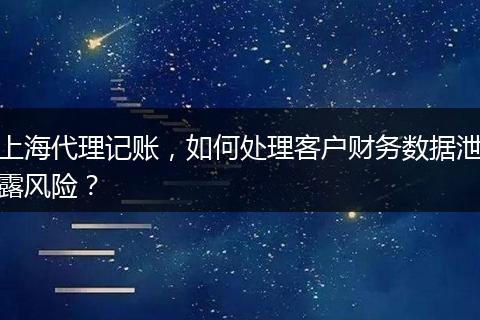 上海代理记账，如何处理客户财务数据泄露风险？