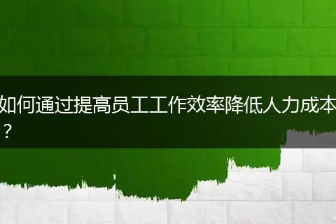 如何通过提高员工工作效率降低人力成本？