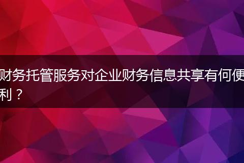 财务托管服务对企业财务信息共享有何便利？