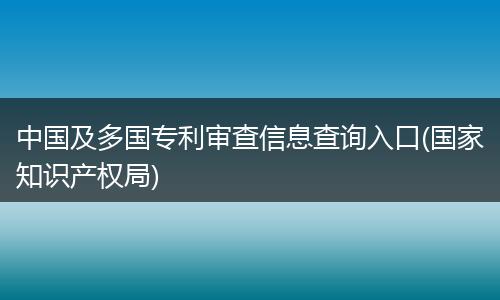 中国及多国专利审查信息查询入口(国家知识产权局)