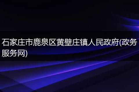 石家庄市鹿泉区黄壁庄镇人民政府(政务服务网)