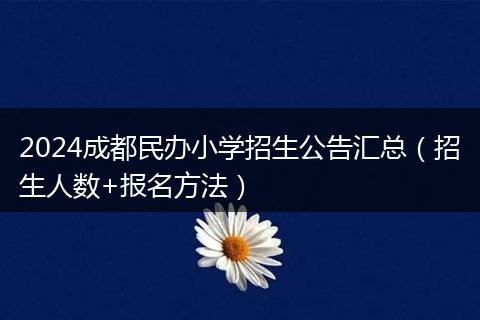 2024成都民办小学招生公告汇总（招生人数+报名方法）