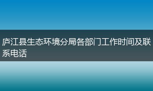 庐江县生态环境分局各部门工作时间及联系电话