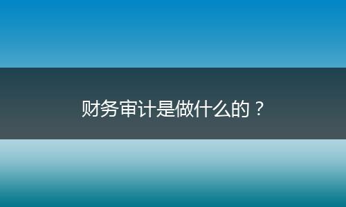 财务审计是做什么的？