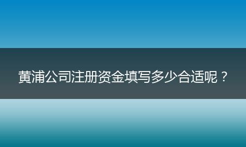 黄浦公司注册资金填写多少合适呢？