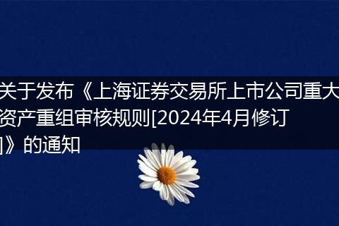 关于发布《上海证券交易所上市公司重大资产重组审核规则[2024年4月修订]》的通知