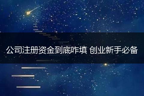 公司注册资金到底咋填 创业新手必备