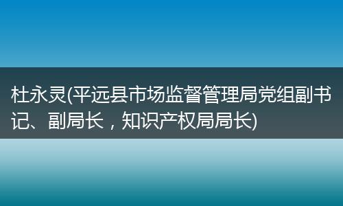 杜永灵(平远县市场监督管理局党组副书记、副局长，知识产权局局长)