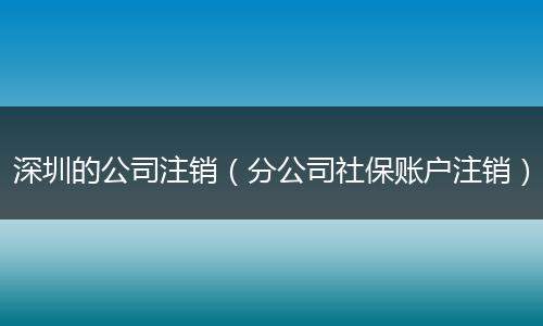 深圳的公司注销(分公司社保账户注销)