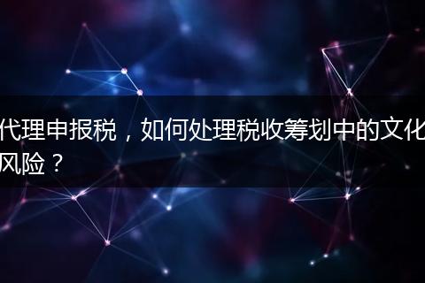 代理申报税，如何处理税收筹划中的文化风险？