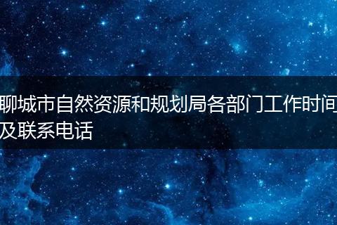 聊城市自然资源和规划局各部门工作时间及联系电话