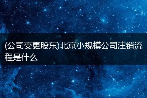 (公司变更股东)北京小规模公司注销流程是什么