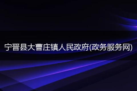 宁晋县大曹庄镇人民政府(政务服务网)
