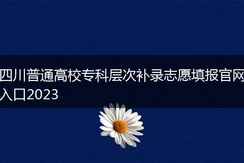 四川普通高校专科层次补录志愿填报官网入口2023