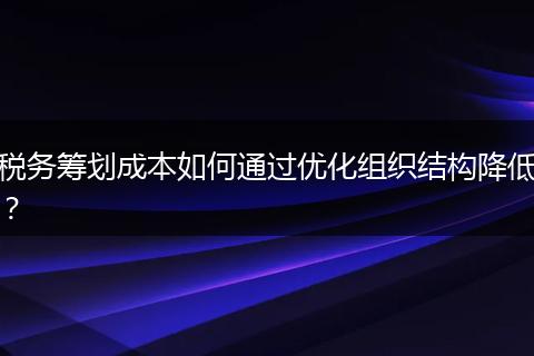 税务筹划成本如何通过优化组织结构降低？
