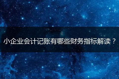 小企业会计记账有哪些财务指标解读？