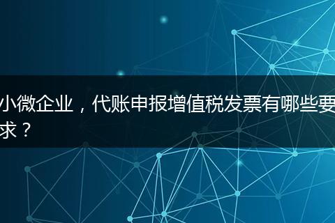 小微企业，代账申报增值税发票有哪些要求？