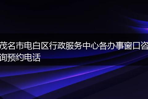茂名市电白区行政服务中心各办事窗口咨询预约电话